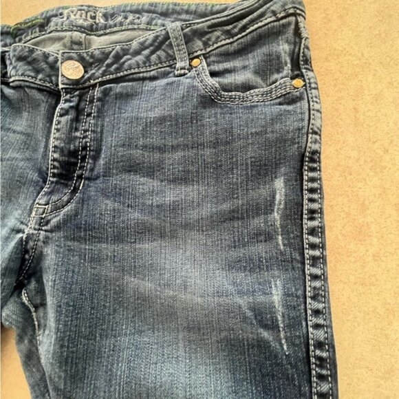 Wrangler Rock 47 Ultra Low Rise Straight Leg Denim Jeans - Picture 10 of 16